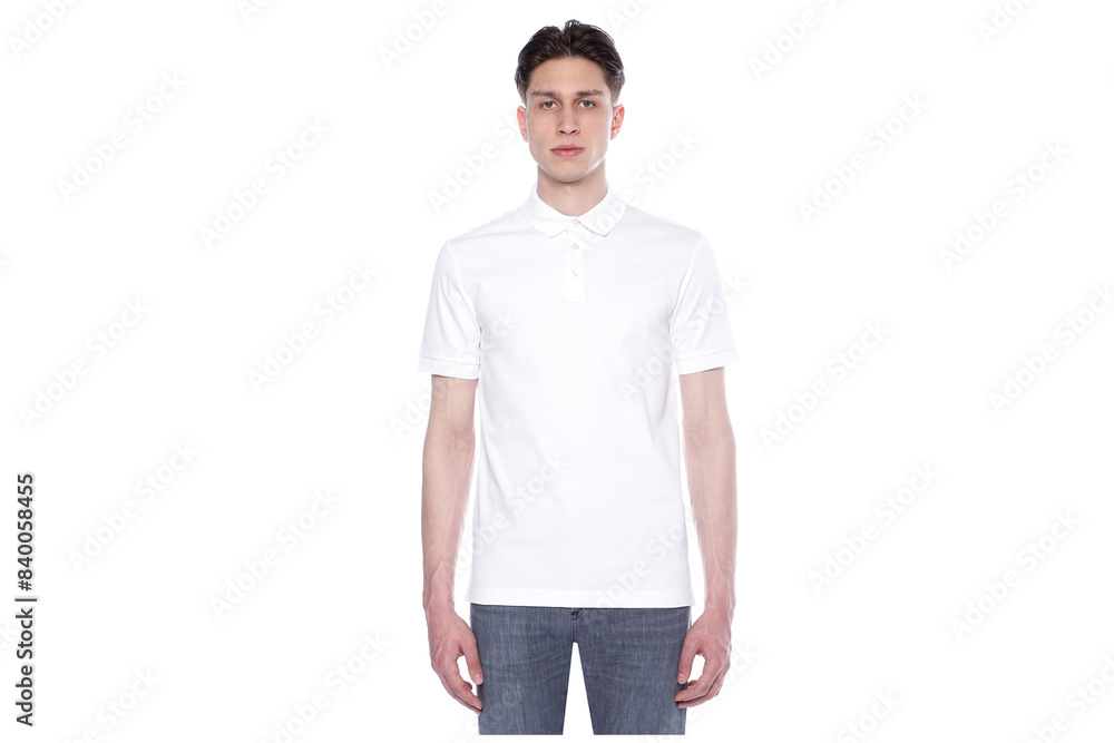 Fototapeta premium Mock-up of a white T-shirt on a man