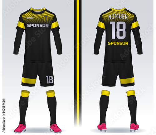 t-shirt sport design template, Soccer jersey mockup for football club. uniform front and back view.	
