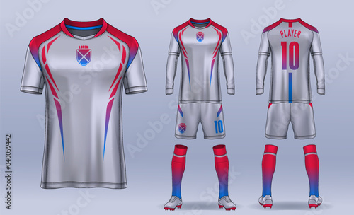 t-shirt sport design template, Soccer jersey mockup for football club. uniform front and back view.	
