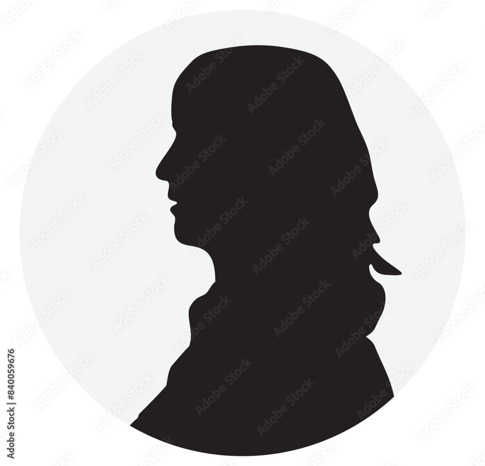 Profile icon. Avatar icons set. Female head silhouettes. 