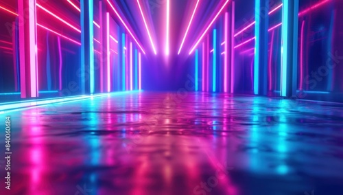 Moody Blue Abstract Neon Lights Background 4K   Dim and Muted Illumination Design