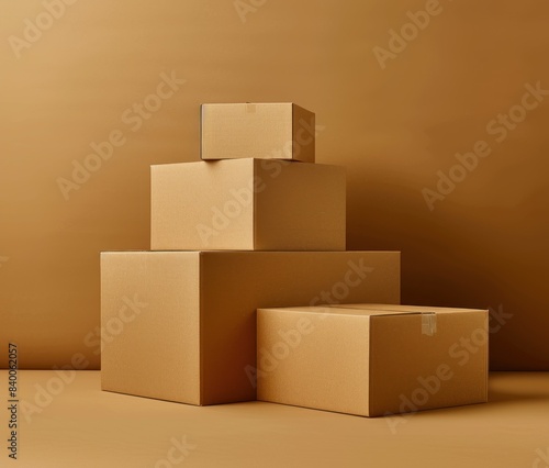 Abstract Angles: Stacked Moving Boxes in Aurorapunk Style © wiraphat