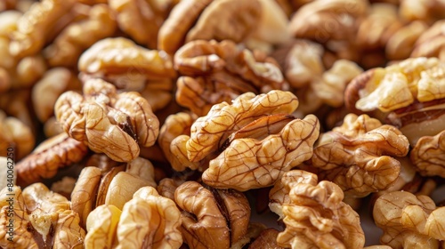 Close-Up of Fresh, Organic Pecan Nuts Texture