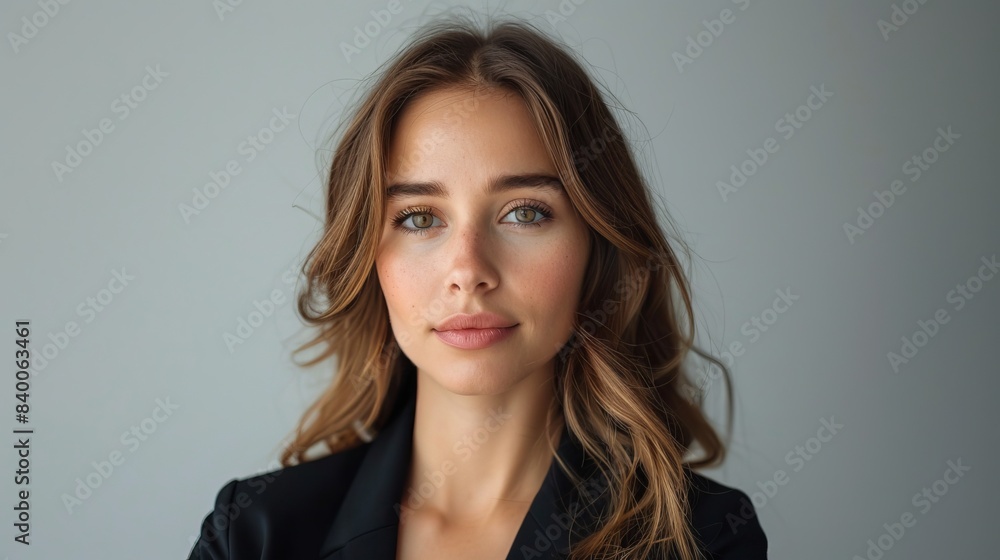 An image of a businesswoman on a white background in a studio An image of a businesswoman on a white background in a studio