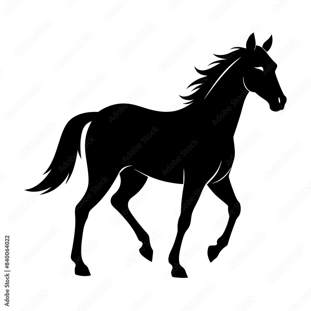 Beautiful horse Pegasus unicorn run prancing silhouette vector illustration Beautiful horse Pegasus unicorn run prancing silhouette vector illustration