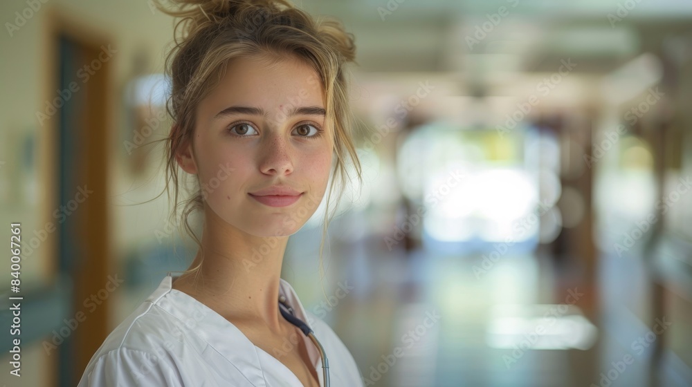An image of a young nurse standing in a hospital illustrates how important your health is to me. An image of a young nurse standing in a hospital illustrates how important your health is to me.