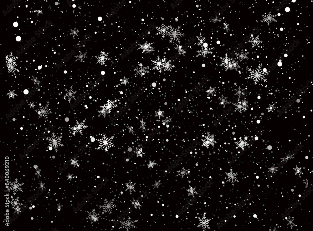 Christmas snow. Falling snowflakes on a dark background. Snowfall. Vector illustration. Christmas snow. Falling snowflakes on a dark background. Snowfall. Vector illustration.