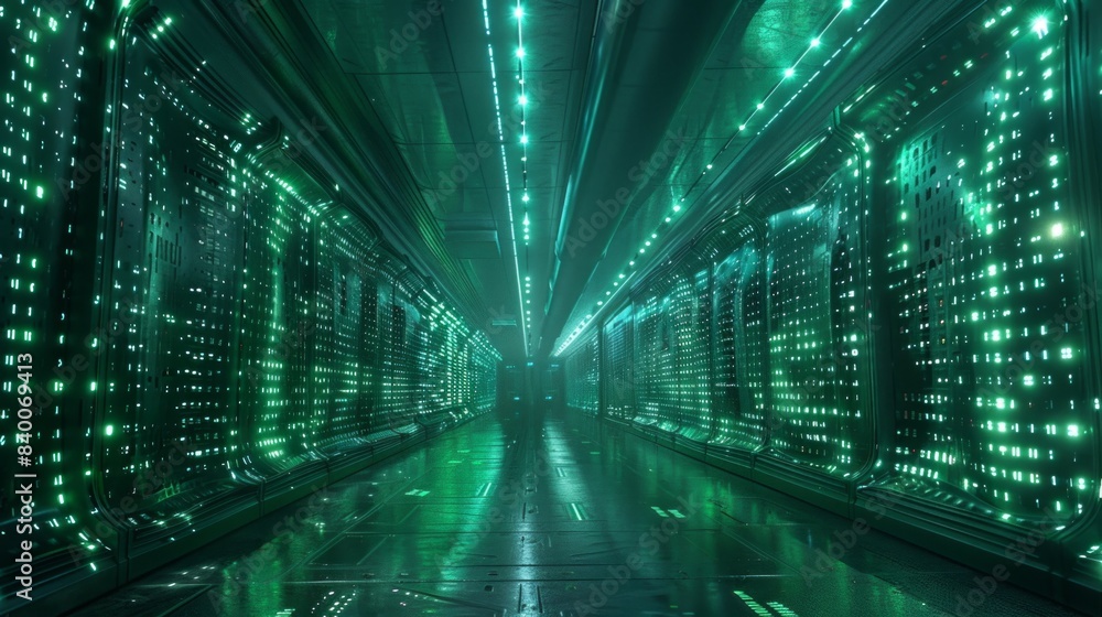 Green Data security room, technology, cyber. Green Data security room, technology, cyber.