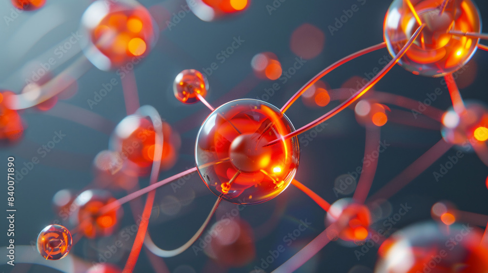 Atomic structure. Futuristic concept on the topic of nanotechnology in science. The nucleus of an atom surrounded by electrons on a technological background Atomic structure. Futuristic concept on the topic of nanotechnology in science. The nucleus of an atom surrounded by electrons on a technological background