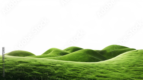 Panoramic green hills isolated on white background