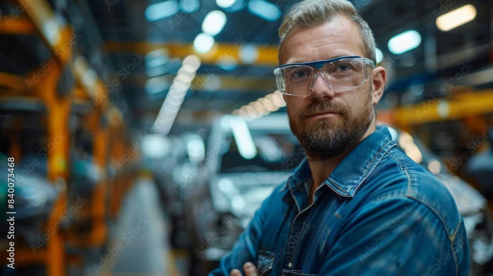 Portrait of an automobile assembly line worker Portrait of an automobile assembly line worker
