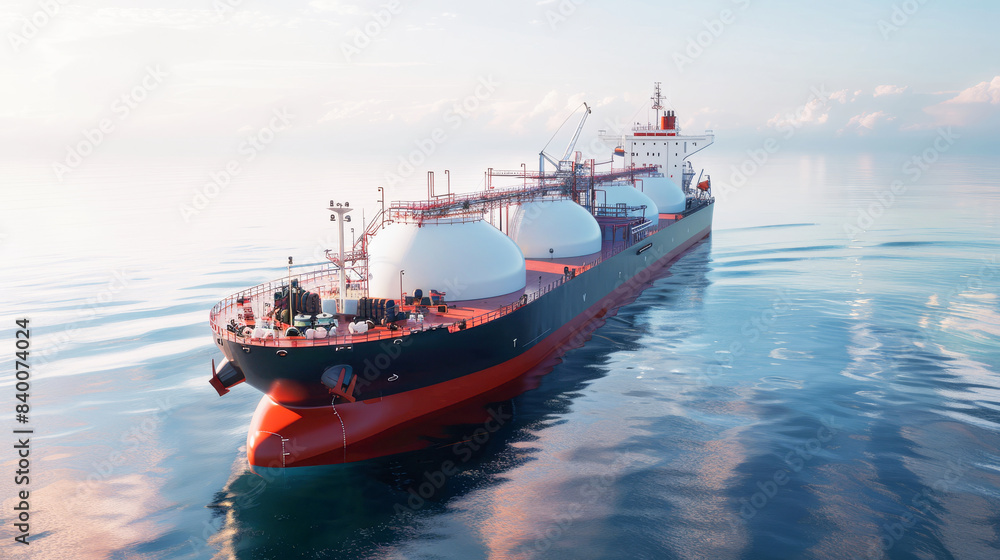 A large natural gas tanker ship sailing in open ocean A large natural gas tanker ship sailing in open ocean