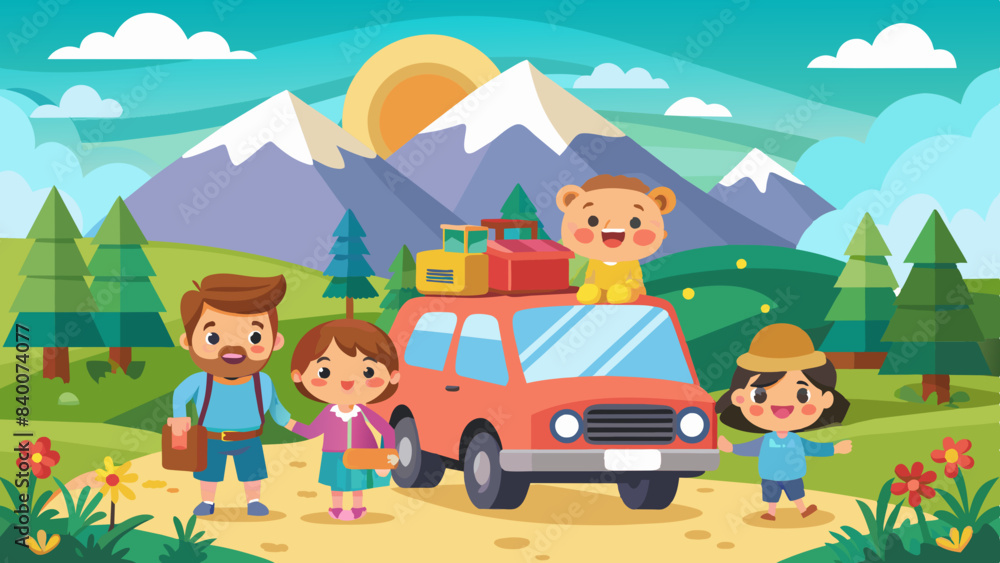 Father's Day Adventure: Vector Illustration of Bonding Moments Father's Day Adventure: Vector Illustration of Bonding Moments