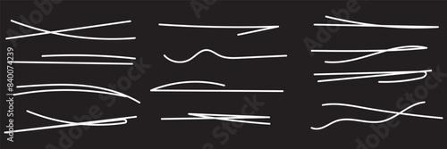 Scribble highlight note isolated on white background with editable stroke. Swift crossed and wavy Underlines. Hand drawn Line collection for Notebook. Vector doodle illustration