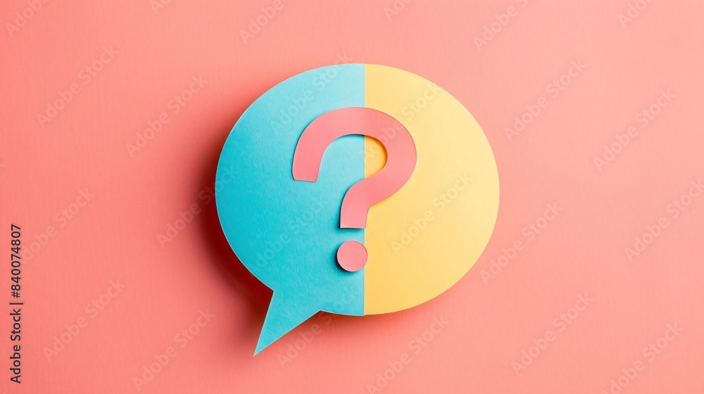 Inquire idea. Enquiry mark on document dialogue box bird's-eye view. Inquire idea. Enquiry mark on document dialogue box bird's-eye view.