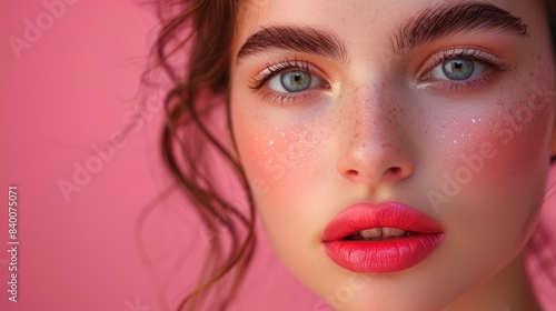 Photo portrait of a woman face with full makeup