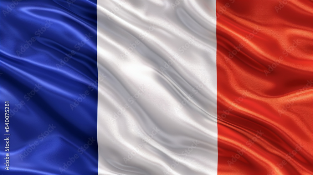 Waving French Flag - Blue, White, Red - National Symbol Fabric Texture Waving French Flag - Blue, White, Red - National Symbol Fabric Texture