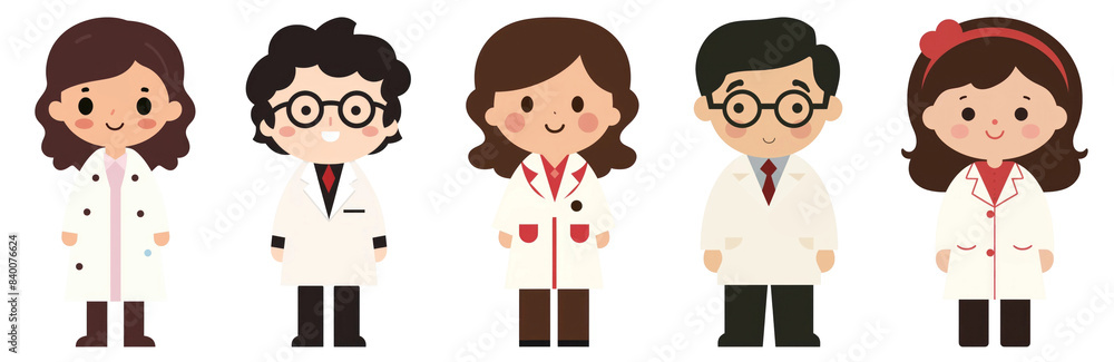 illustration of doctor character set illustration of doctor character set