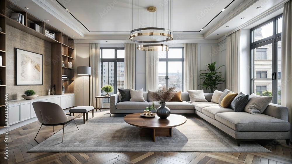 Luxurious minimalist artist's apartment interior with elegant design , minimalism, luxury, decor, design, modern, art, stylish, sophisticated, apartment, interior, studio, spacious, clean