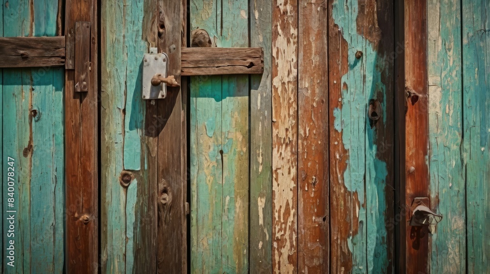 Aesthetic background of worn wooden door with peeling paint Aesthetic background of worn wooden door with peeling paint