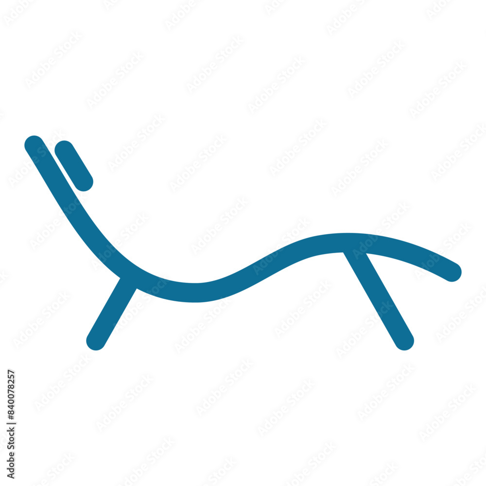 Illustration depicting a blue beach lounger icon on a white background Illustration depicting a blue beach lounger icon on a white background