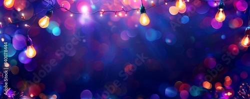 Colorful Bokeh String Lights With A Festive Background photo