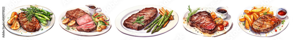 watercolor of steak illustration set watercolor of steak illustration set