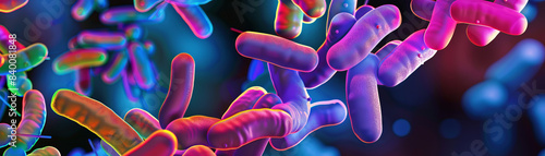A colorful abstract representation of the microscopic structure of Lactobacillus bacteria