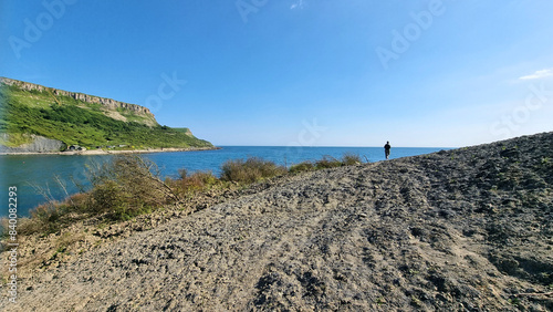 Chapman's Pool Cove,Dorset, UK from the west looking towards St Aldhelms Head in June 2024 photo