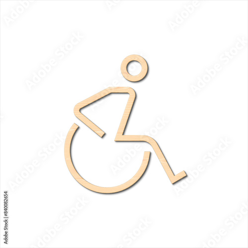 Wood textured printable PNG sign for Disabled. Handicapped restroom and toilet sign, wheelchair symbol for WC.