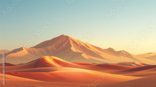 Desert landscape with sand dunes, arid beauty, warm tones, natural scenery, copy space