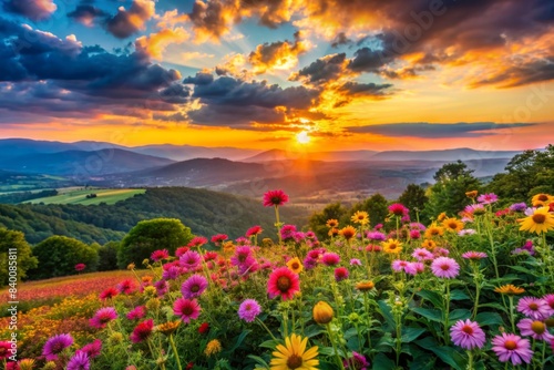Flowers in the vibrant sunset of the Shenandoah Valley   sunset  flowers  Shenandoah Valley  vibrant  nature  landscape  colorful