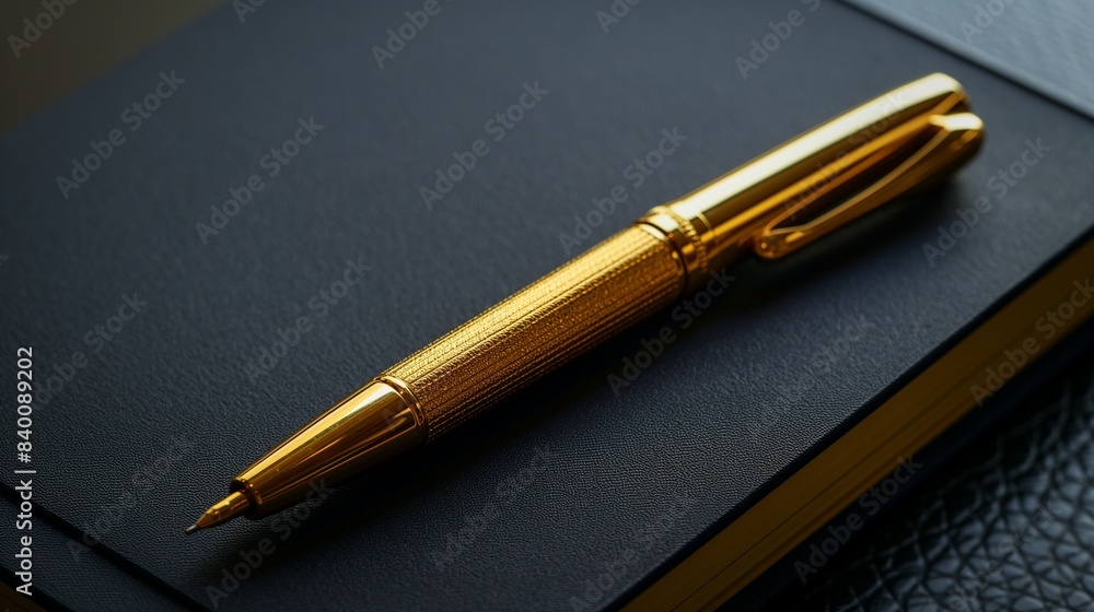 golden pen in black background golden pen in black background
