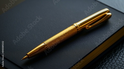 golden pen in black background