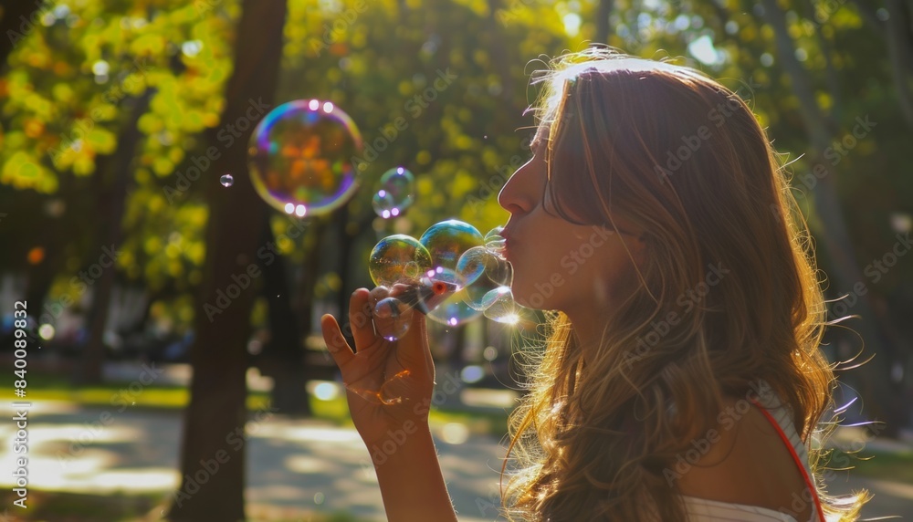 Bubbling with Joy: A Teenage Girl's Carefree Day in a Sunny Madrid Park Bubbling with Joy: A Teenage Girl's Carefree Day in a Sunny Madrid Park