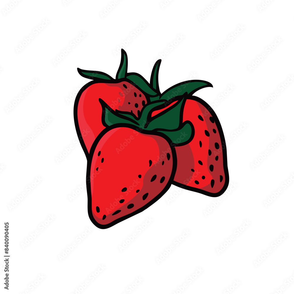 vector illustration of a set of fresh red strawberries vector illustration of a set of fresh red strawberries