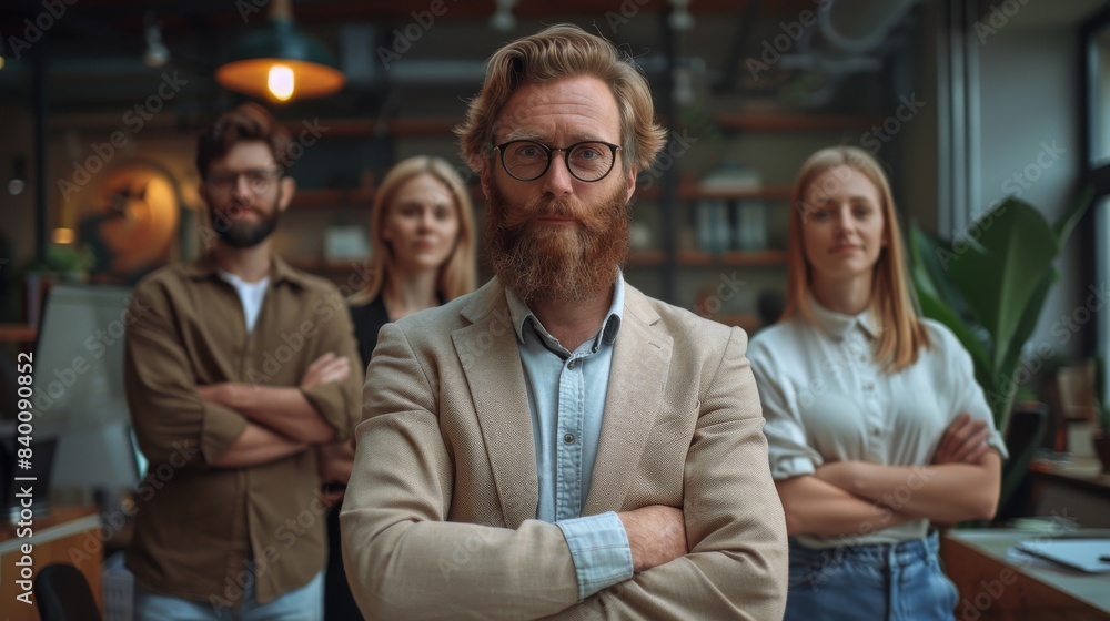Picture of a business team at work with arms crossed, confidence and employees Picture of a business team at work with arms crossed, confidence and employees