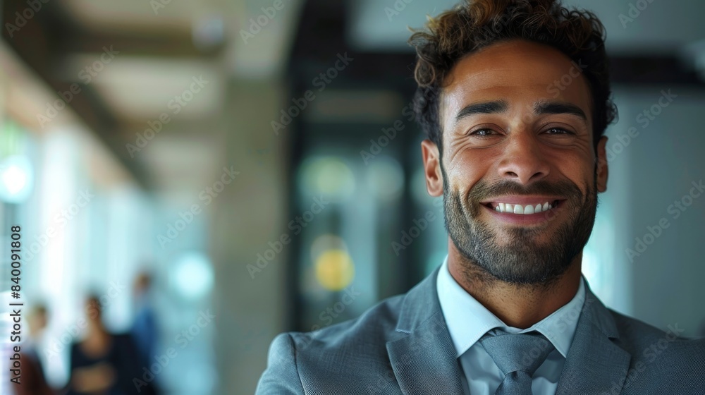 Businessman with a smile, happy about teamwork success and collaboration as a team. Businessman with a smile, happy about teamwork success and collaboration as a team.