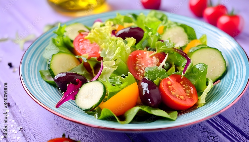 A close-up of a fresh salad with mixed greens, colorful vegetables, and a light vinaigrette. 3 A close-up of a fresh salad with mixed greens, colorful vegetables, and a light vinaigrette. 3