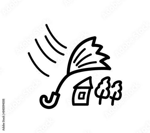 風で壊れる傘のイラスト
