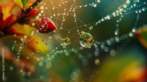 Wallpaper Mural water droplets on leaves and flowers Torontodigital.ca