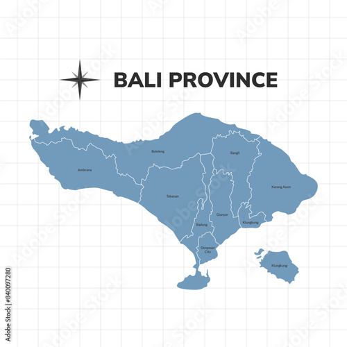 Bali Province map illustration. Map of province in Indonesia