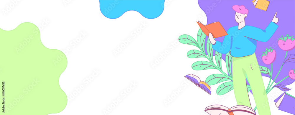 World Book Day Reading Character Flat Vector Concept Operation Hand Drawn Illustration
World Book Day Reading Character Flat Vector Concept Operation Hand Drawn Illustration