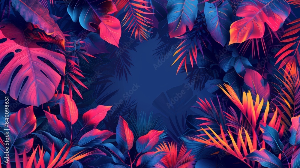 A colorful illustration featuring a neon botanical frame surrounding a central image or text, creating a vibrant and dynamic composition. The neon effect adds a sense of energy and excitement to the A colorful illustration featuring a neon botanical frame surrounding a central image or text, creating a vibrant and dynamic composition. The neon effect adds a sense of energy and excitement to the