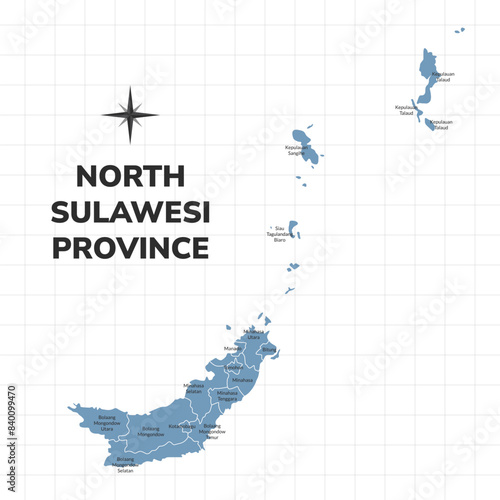 North Sulawesi Province map illustration. Map of province in Indonesia photo