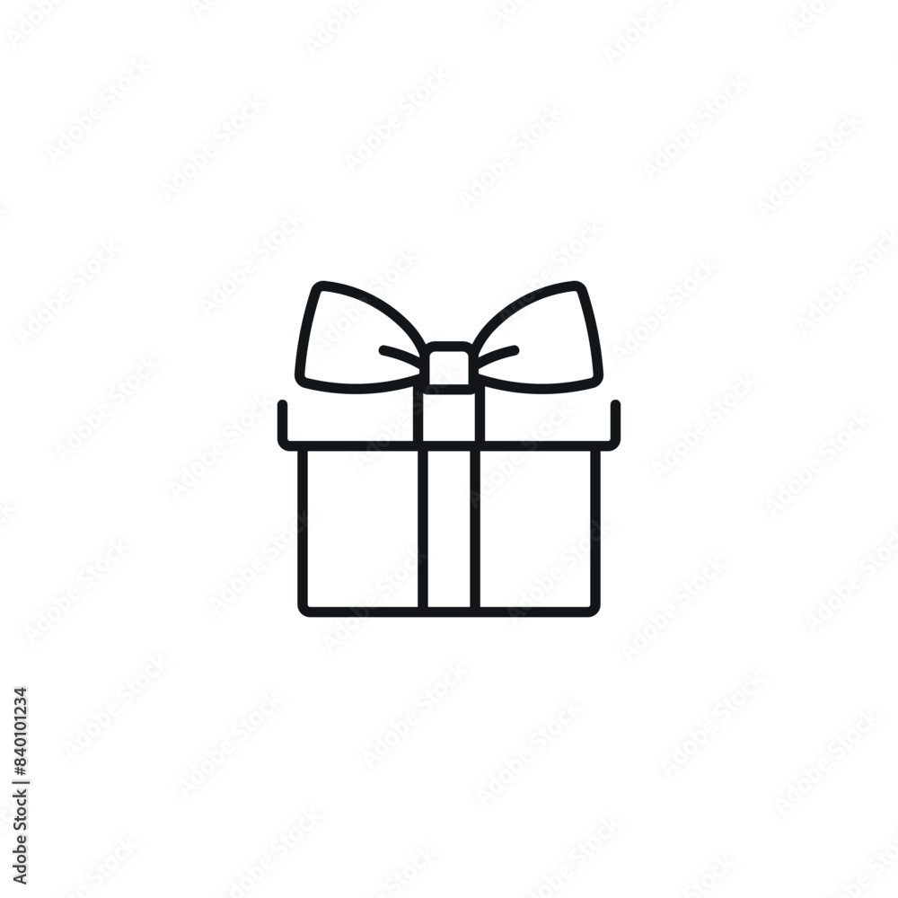 Rectangular gift box with ribbon linear icon. Line customizable illustration. Contour symbol. Vector isolated outline drawing. Editable stroke Rectangular gift box with ribbon linear icon. Line customizable illustration. Contour symbol. Vector isolated outline drawing. Editable stroke