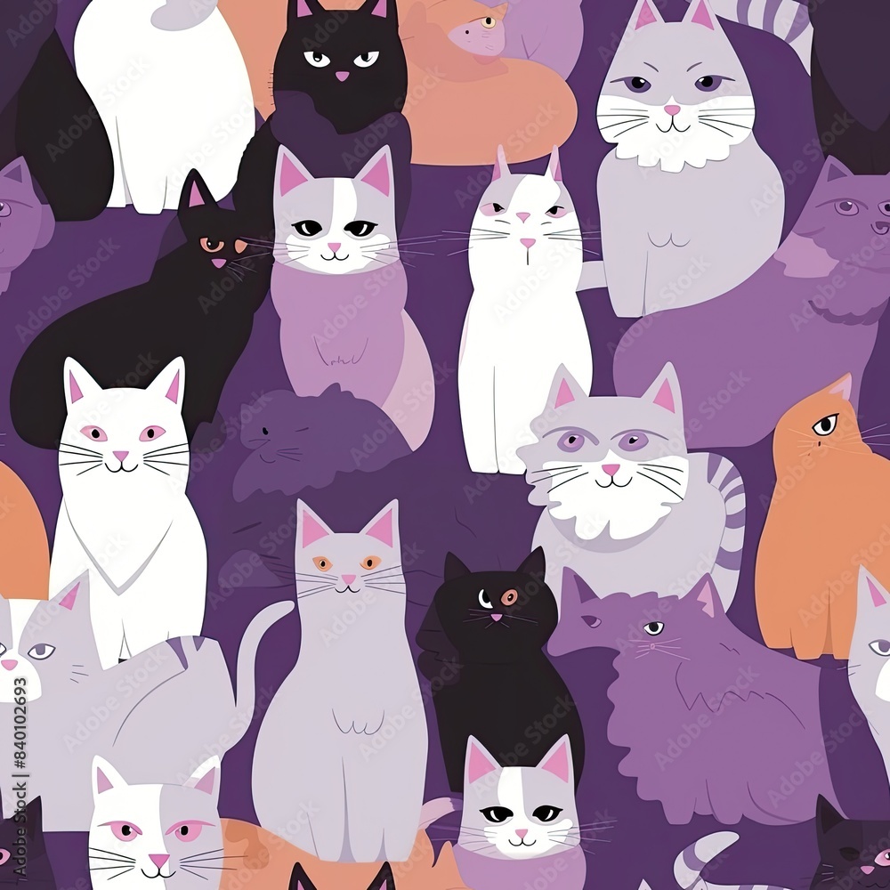 Cute cats seamless pattern, texture, background. Cute cats seamless pattern, texture, background.