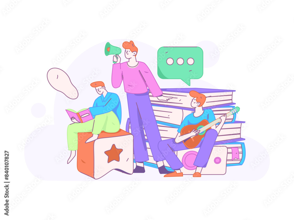 World Book Day Reading Character Flat Vector Concept Operation Hand Drawn Illustration
World Book Day Reading Character Flat Vector Concept Operation Hand Drawn Illustration