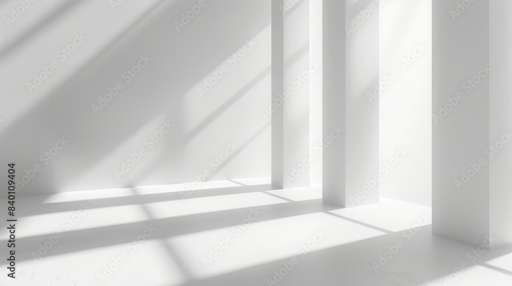 3D apartment background with sun light shade perspective view. Empty interior with white walls, floors, and ceilings. Hall, apartment, 3D background with sun light shade perspective view, Realistic 3D apartment background with sun light shade perspective view. Empty interior with white walls, floors, and ceilings. Hall, apartment, 3D background with sun light shade perspective view, Realistic