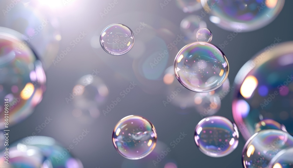 Skyward Drift: Mesmerizing Soap Bubble Ballet on a Grey Canvas Skyward Drift: Mesmerizing Soap Bubble Ballet on a Grey Canvas